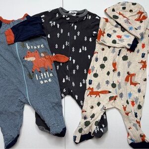 3 Pc Gerber Newborn Sleepers – Fox Woodland Baby Bundle Neutral Set